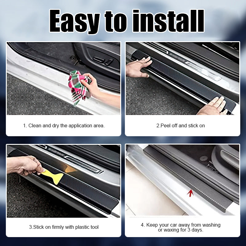 Carbon fibre car door sill sticker (4 pieces)